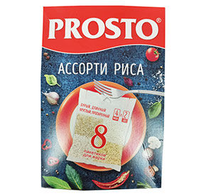 Ассорти риса PROSTO (краснодарский, пропаренный, отборный, бурый) 500г к/уп