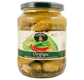 Огурцы маринованные 6-9см Юнона 700гр