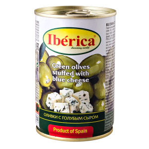 Оливки 300 гр Iberica с голубым сыром ж/б