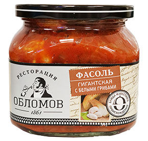 Фасоль гигантская с белыми грибами Ресторация Обломов с/б 430гр