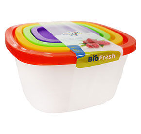 Набор квадратных контейнеров 4шт 0,23л/0,5л/0,9л/1,55л