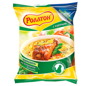 Вермишель 60 г Роллтон быстрого приготовления на домашнем бульоне с курицей м/уп