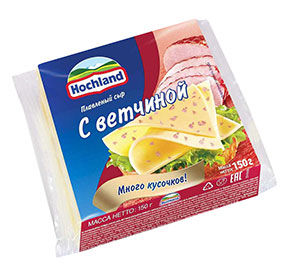 Сыр плавленый Hochland ломтики с ветчиной м/у 150г [м]