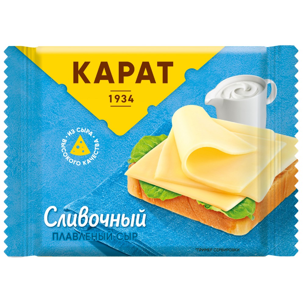 Сыр плавленый ломтиками сливочный Карат 25 30гр 142₽