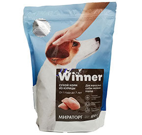 Корм сухой WINNER для взрослых собак мелких пород из курицы м/у 0,8кг
