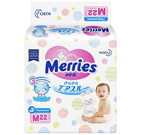 Merries подгузники 6-11кг 22шт