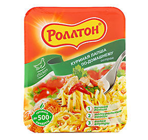 Лапша Роллтон По-домашнему с острой курицей лоток 90г 
