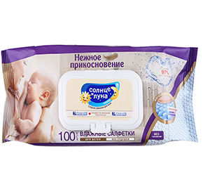 Влажные салфетки детские Солнце и луна Нежное прикосновение big-pack с крышкой 63шт