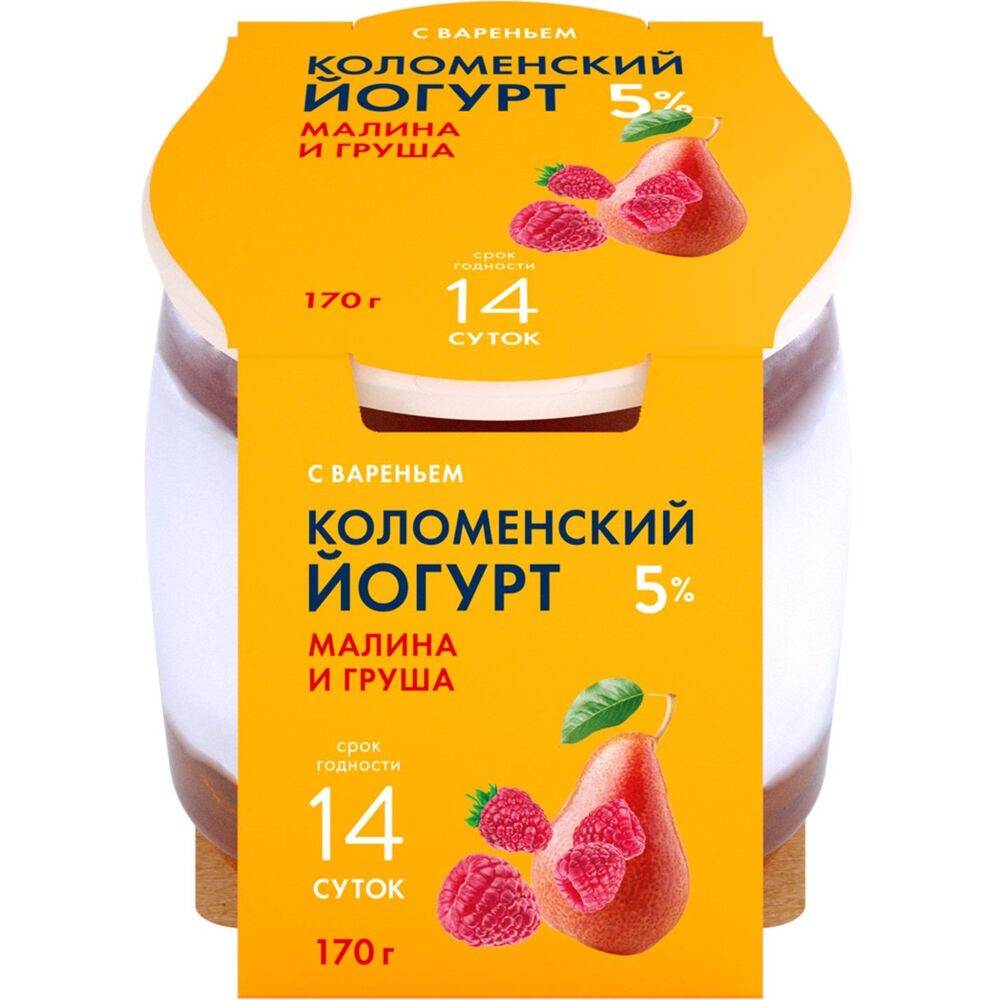 Йогурт Малина-груша 5% Коломенский 170гр