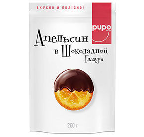 Конфеты Pupo Апельсин в шоколадной глазури 200гр