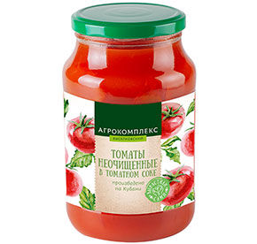 Томаты неочищенные в томатном соке 0,95л