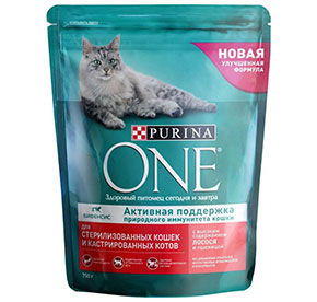 Корм сухой Purina ONE для стерилизованных кошек и котов лосось-пшеница 750гр