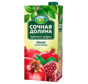 Напиток сокосодержащий Сочная Долина Гранат-Ананас-Яблоко 0,95л