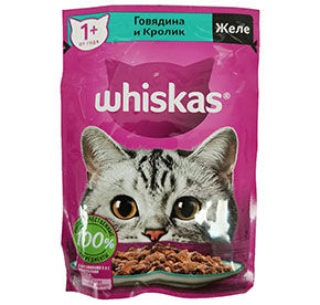 Корм 75 г Whiskas Желе Говядина/Кролик м/уп