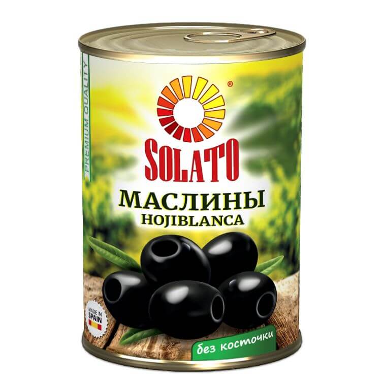 Маслины 280 гр Solato б/косточки ж/б