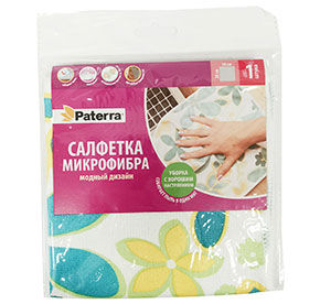 Салфетка микрофибра МОДНЫЙ ДИЗАЙН 30*30 в пакете PATERRA