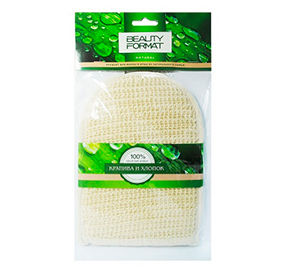 Мочалка натуральная Крапива и хлопок на руку