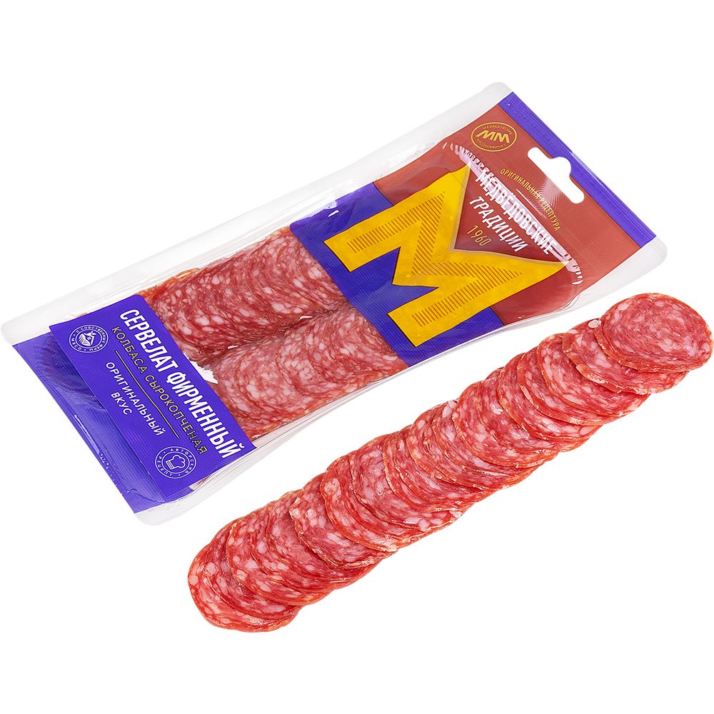 Сервелат Фирменный колбаса скполусухколбиздв сервировнарезупакв МГА 01 кг ООО ММК 190₽