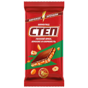 Шоколад молочный c начинкой "Степ" с лесным орехом" 1/80