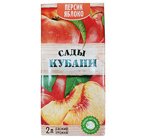 Нектар 2 л Сады Кубани яблочно-персиковый с крышечкой тетра-пак