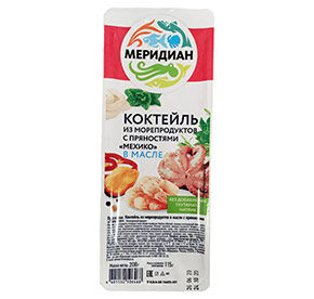 Меридиан Коктейль из морепродуктов в масле с пряностями Мехико /3156/ 0.2кг * 8шт