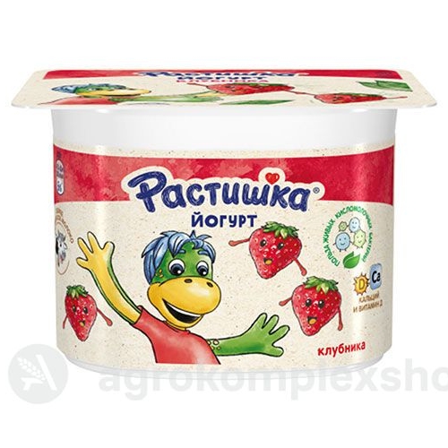 Йогурт 110 г Danone Растишка клубника густой обогащ. 3 % п/стакан
