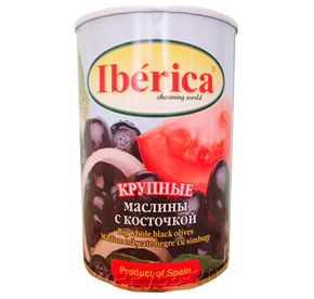 Маслины Iberica гигантские с косточкой ж/б 420гр