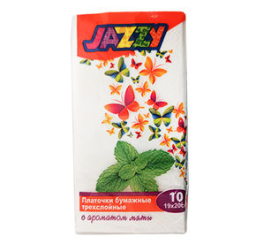 Платочки Jazzy 3-х слойные с ароматом Мяты 19х20см 10шт