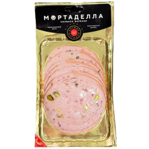 Колбаса Мортаделла вар мясной продукт кат.Б охл ц/о(серви.нарезка уп вак 0,120 кг) Дружба Народов