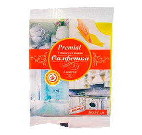 Салфетки для уборки Premial 30х34см вискозные м/уп 3шт