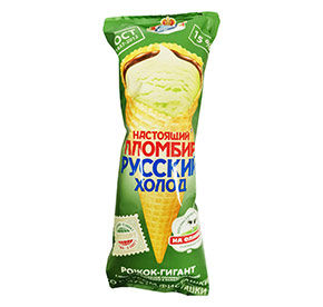 Мороженое 110 г Русский Холодъ пломбир настоящий фисташковый вафельный рожок м/уп [м]