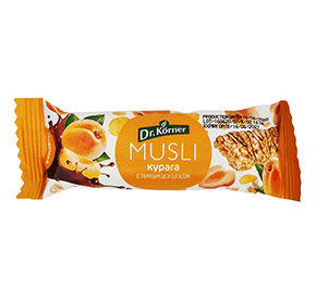Батончик-мюсли Dr.Korner с абрикосом и темным шоколадом 25гр