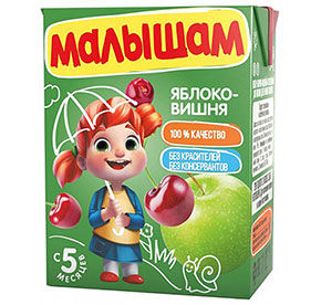 Нектар яблоко-вишня осветленный МАЛЫШАМ с 5 мес 0,2л т/пак