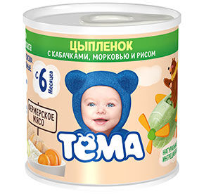 Пюре Тёма из цыпленка с кабачками, морковью и рисом с 6мес 100гр