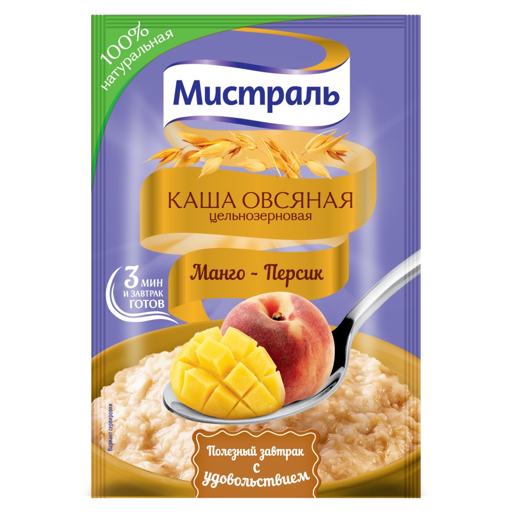 Каша 40 г Мистраль овсяная Манго-Персик муп 40₽