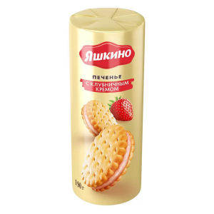 Печенье затяжное Яшкино с клубничным кремом 190 г