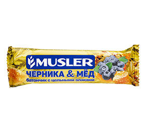 Батончик мюсли MUSLER с цельными злаками "Черника и мед" 30 г