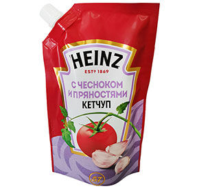 Кетчуп Heinz С чесноком и пряностями 320гр 102₽