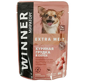 Корм для собак мелких пород Winner Extra Meat Куриная грудка в соусе 80гр