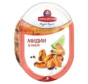 Мясо мидии чилийской в заливке  "Классик"  180гр лоток ООО "Санта-Бремор"