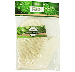 Мочалка натуральная Крапива+хлопок рукавица б/уп