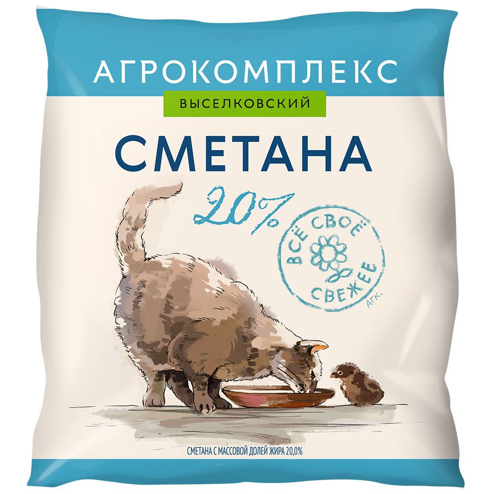 Сметана 20 Агрокомплекс 400гр пленка 140₽