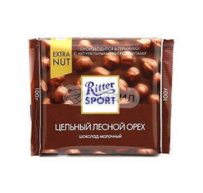 Риттер спорт шок-д Extra Nut мол. с цельн.лесн.ор. 100г*10