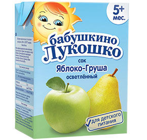 Сок Бабушкино лукошко яблочно-грушевый с 5мес 200мл