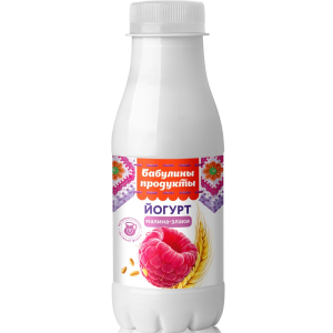 Йогурт "Бабулины продукты" Малина-Злаки 1,5% PET-бутылка 0,4 кг [м]