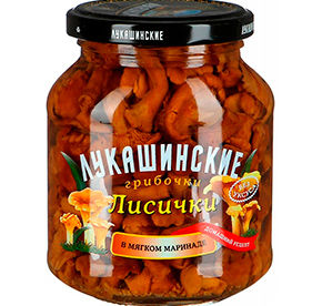 Лукашинские Грибы Лисички маринованные с/б 340гр