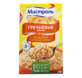 Хлопья 400 г Мистраль гречневые к/уп
