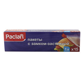 Paclan Пакеты с замком-застежкой 22х18см, 1л, 15шт.
