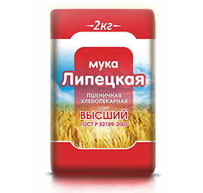 Мука Липецкая пшеничная хлебопекарная высший сорт 2кг