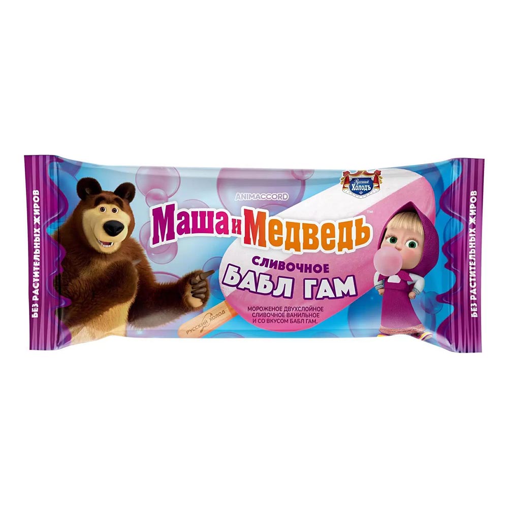 Эскимо ваниль и бабл гам 8 Маша и Медведь 50гр 70₽